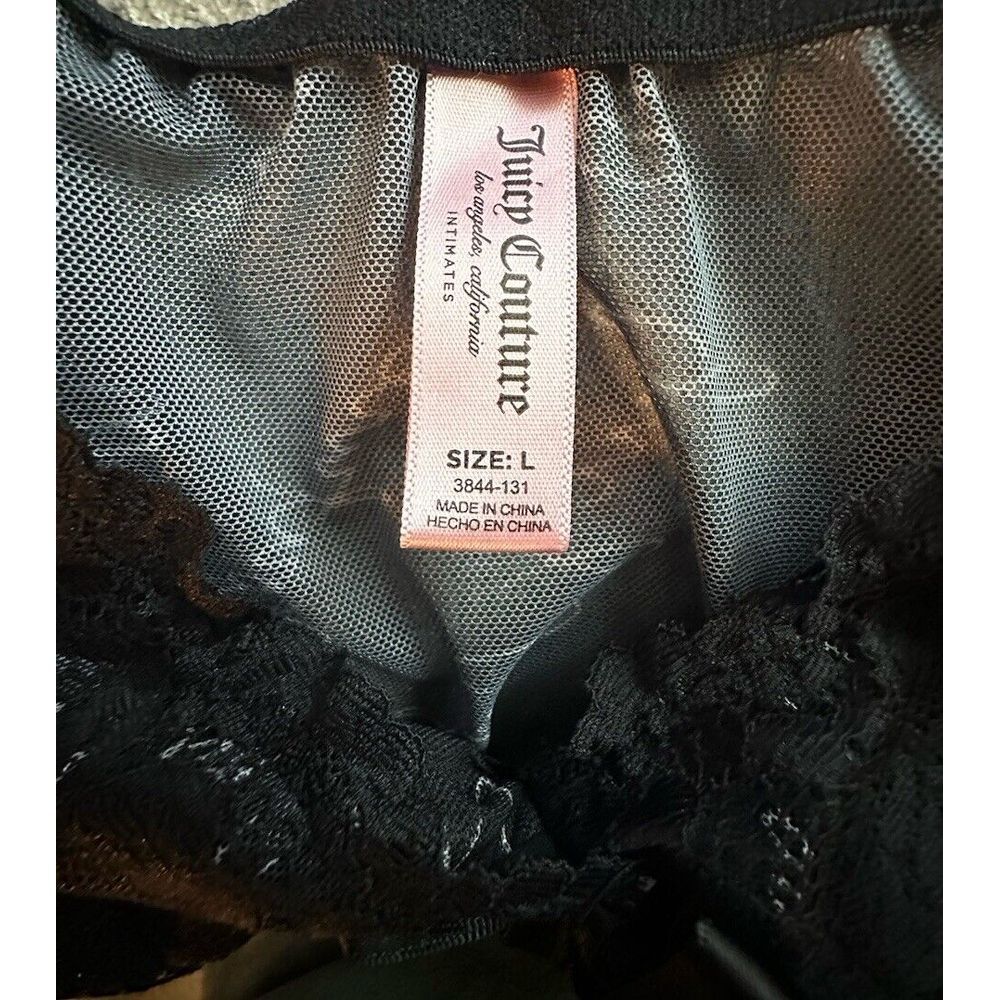 Black And Grey Juicy Couture Print Lace Babydoll Size L - Picture 3 of 3